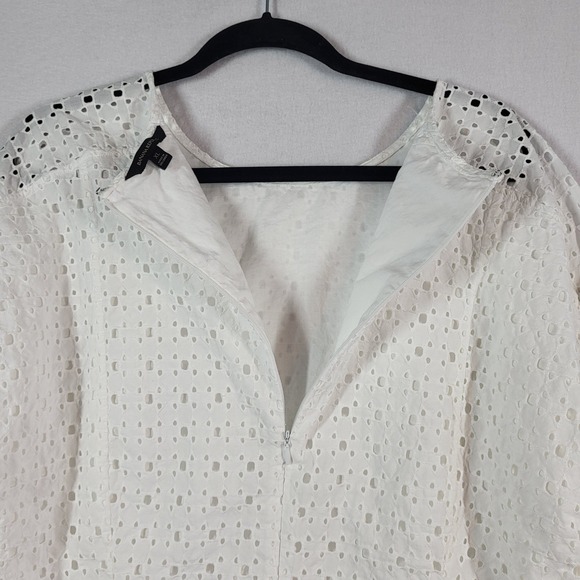 Banana Republic White Eyelet Puff Sleeve Top XL Cottagecore Clean Girl Cotton - Picture 6 of 10